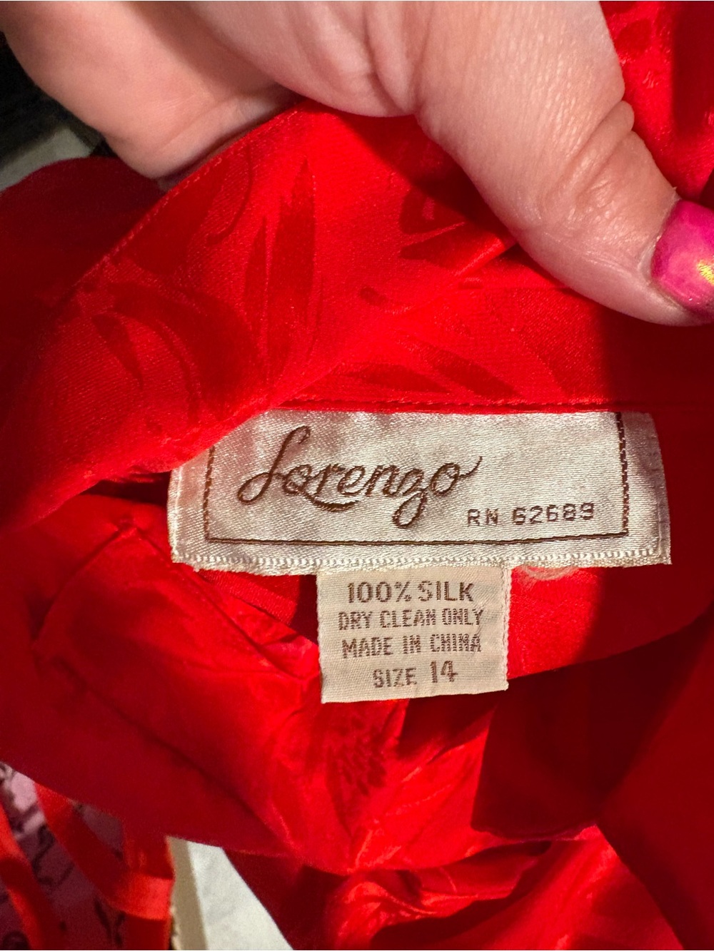 Vintage Lorenzo Red Silk Floral-Jacquard Dress - Picture 5 of 5